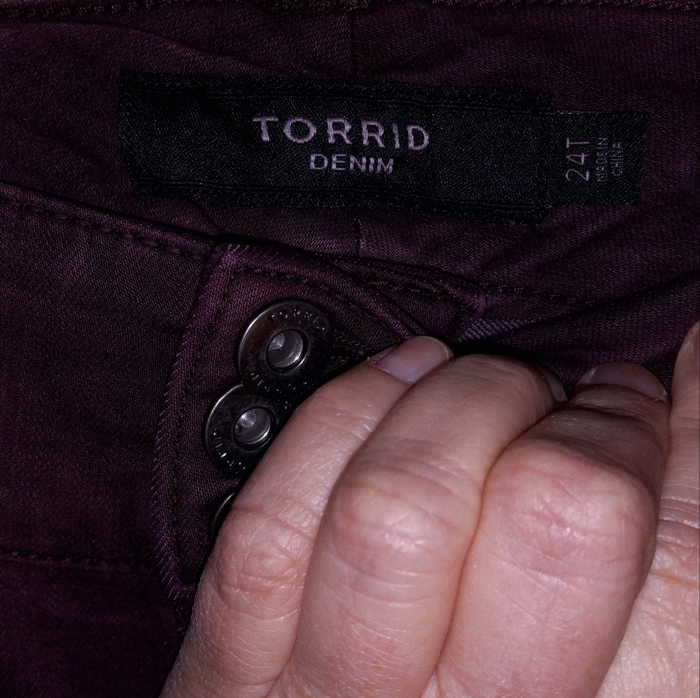 Torrid sz 24T jeggings skinny super stretch high rise jeans womens burgundy - Picture 5 of 6